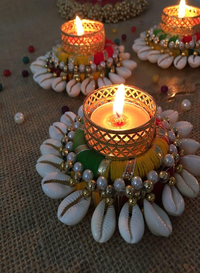 thriftkart Metal Heavy Design Hand Made Decorative Diya - Pack of 4 | Tea Light Candle Holder for Festival, Occasion, Diwali & Home Decoration - Image 1